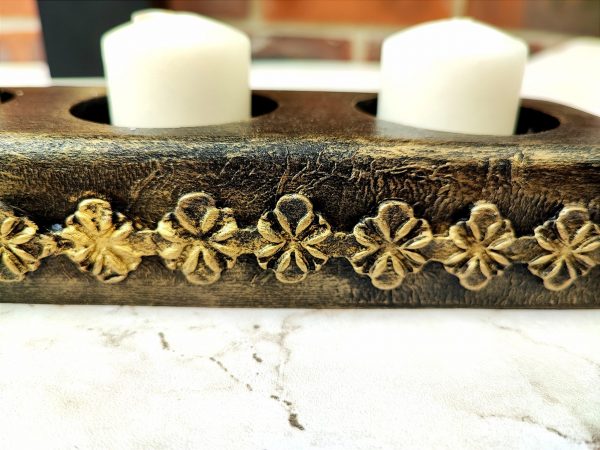 Wooden 6 hole Tea Light Candle Holder - Image 3