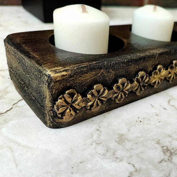 Wooden 6 hole Tea Light Candle Holder