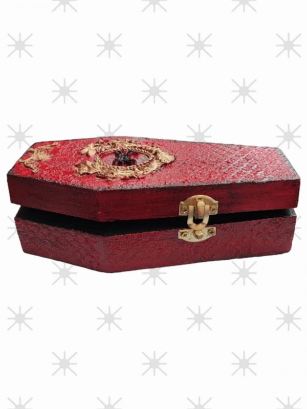 Vintage Crimson Coffin Trinket Box - Image 2