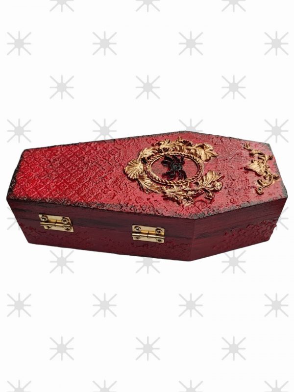 Vintage Crimson Coffin Trinket Box - Image 3