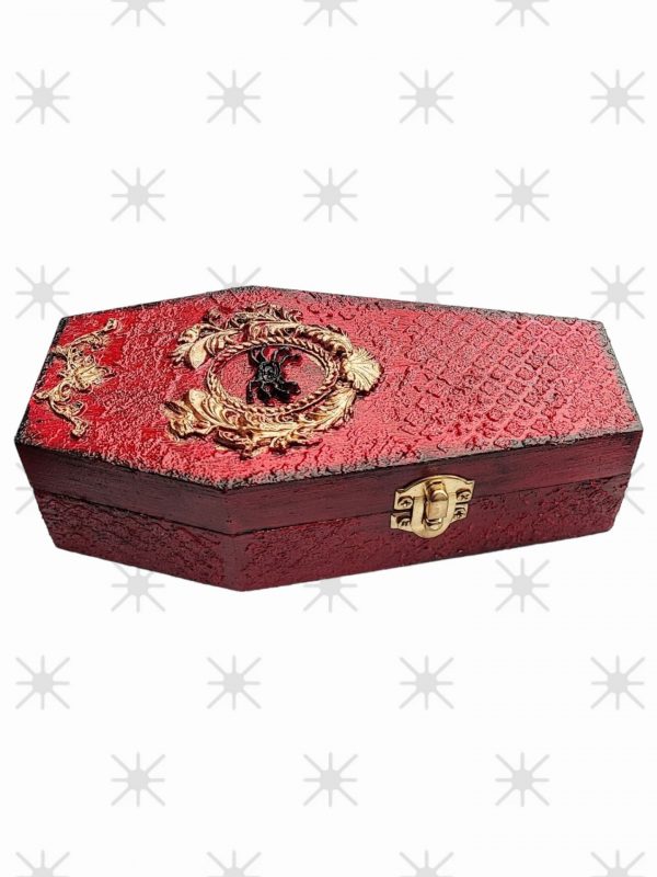 Vintage Crimson Coffin Trinket Box - Image 4