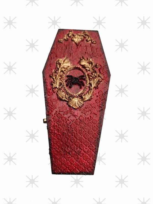 Vintage Crimson Coffin Trinket Box - Image 6