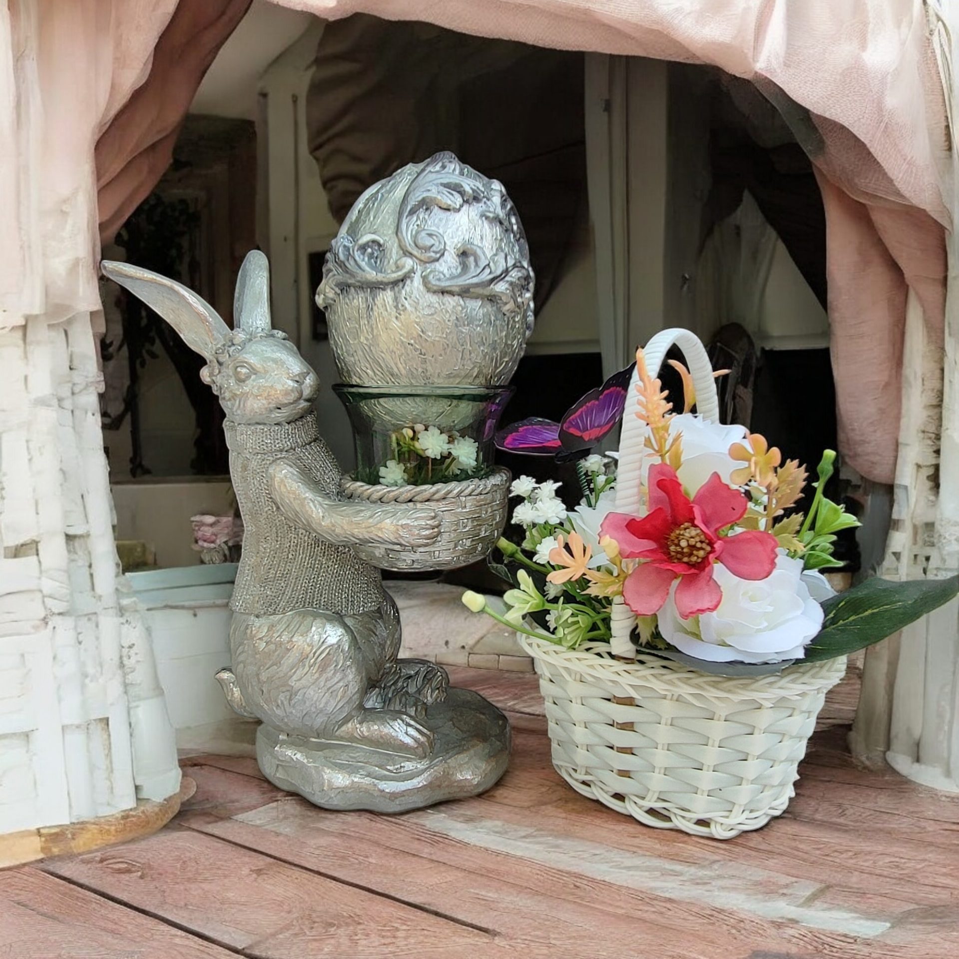 Easter Decoration, Silver hand-decorated egg