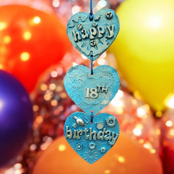 Happy 18th birthday hanging hearts decoration