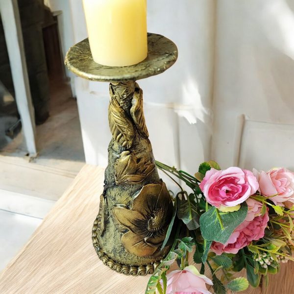 Gold Vintage Style Glass Candle Holder - Image 4
