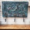 Mermaid Tea Towel Holder with 3 Beautiful Silver Hooks