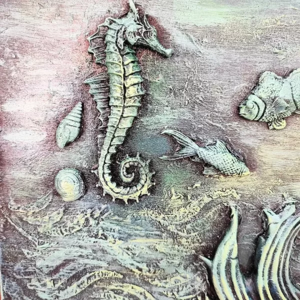 Tea Towels Holder, Mermaid Wall Art, Sea Life Hook, Key Holder - Image 3