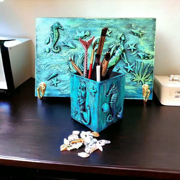Blue mermaid holder