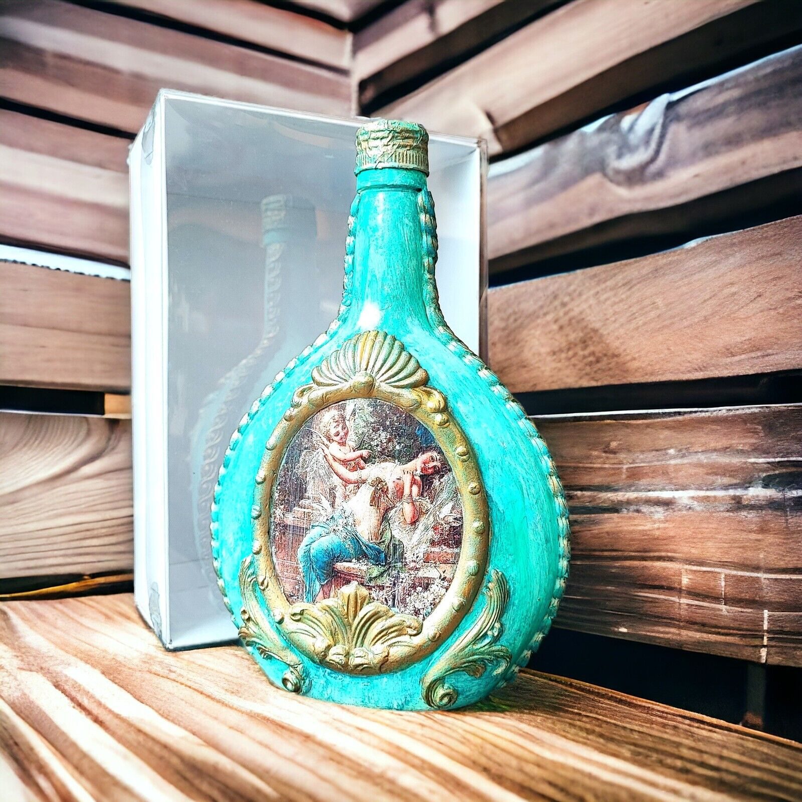 Vintage Style Rice Paper Decorated Bottle