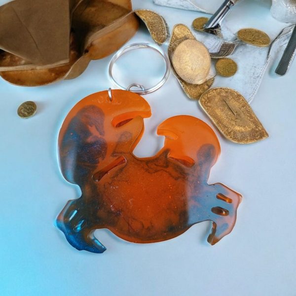 Cancer keyring, Zodiac Star Keychain, Resin Art - Image 3