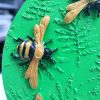 Buzzing Beauty: 3D Bee Garden Wood Slice Art - Image 3
