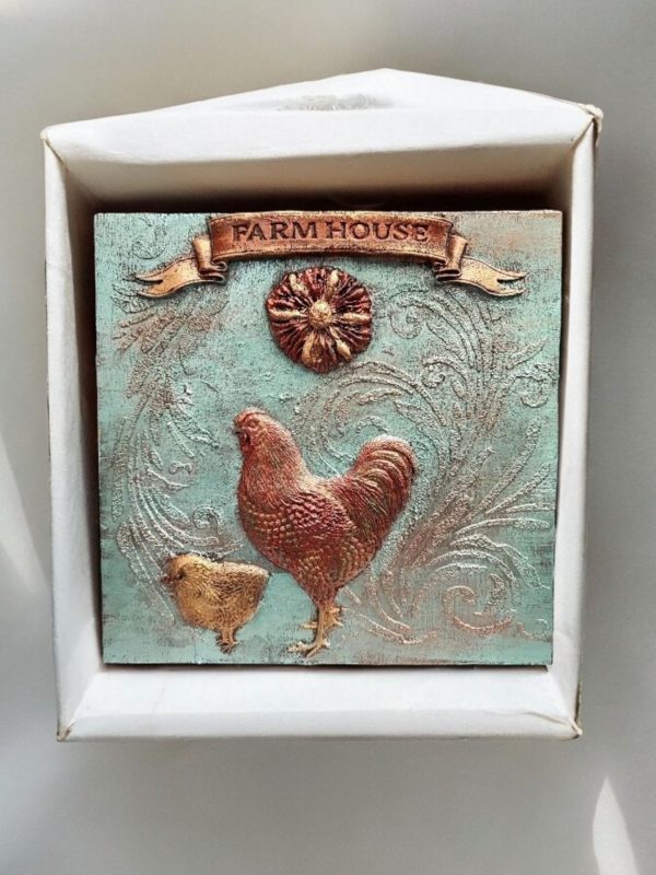 Lovely Rustic Farmhouse Hen Wall Decoration 15x15cm - Image 2