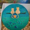 Hand-Painted Cats in Love Wood Slice, Rustic Home Decor - Image 4