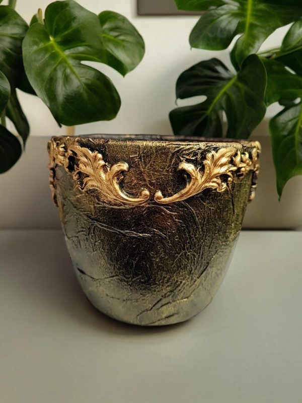 Beautiful Gold Flower Pot, Unique Handmade Gift - Image 6