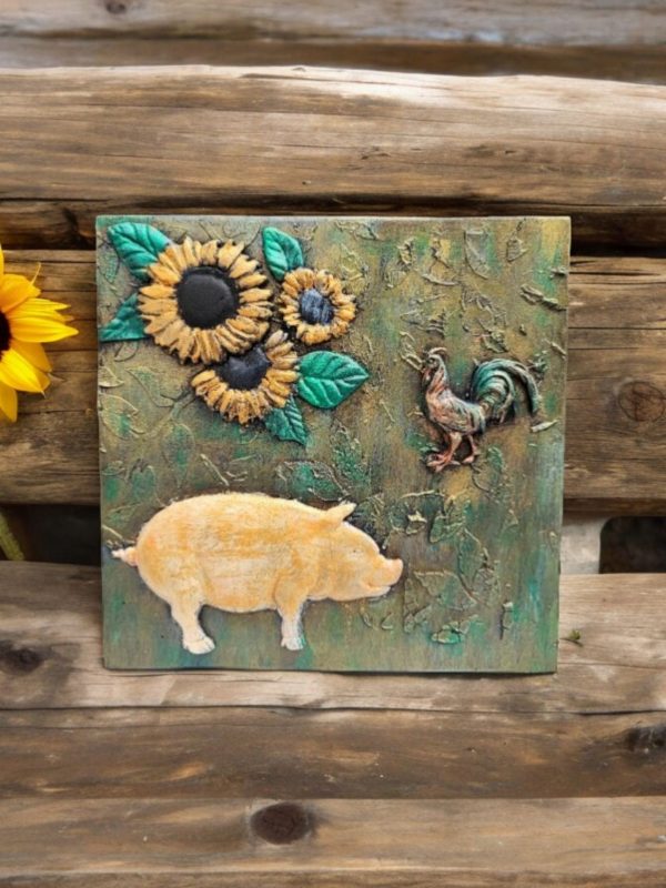 Sunflower and Farm Animals Wall Plaque