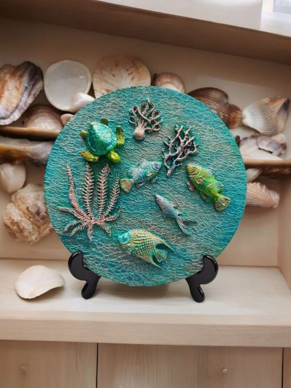 Hand Decorated with Resin Embellishments Wood Slice