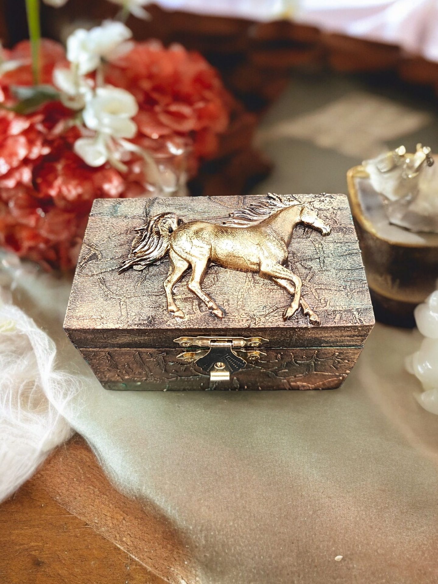 Hand-decorated clay embellished box