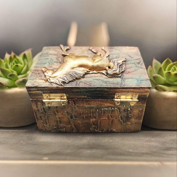 Gold Horse Small Jewellery Handcrafted Wooden Box - Image 6