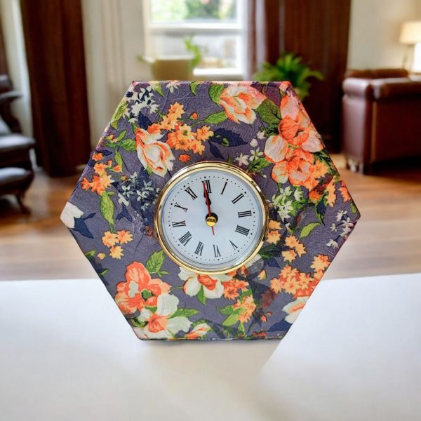 Floral Decoupage Clock, Mantel Clock