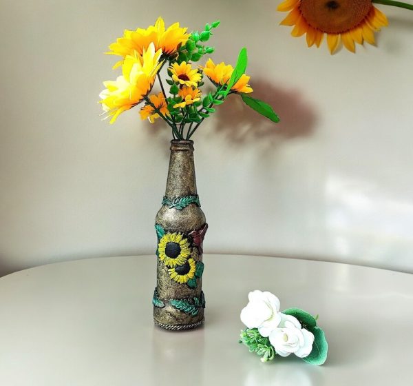 Sunflower Decorated Bottle. Unique Gift Ideas - Image 2