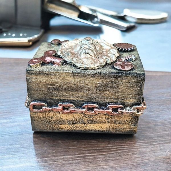 Vintage Steampunk Style Lion Head Ring Box - Image 3