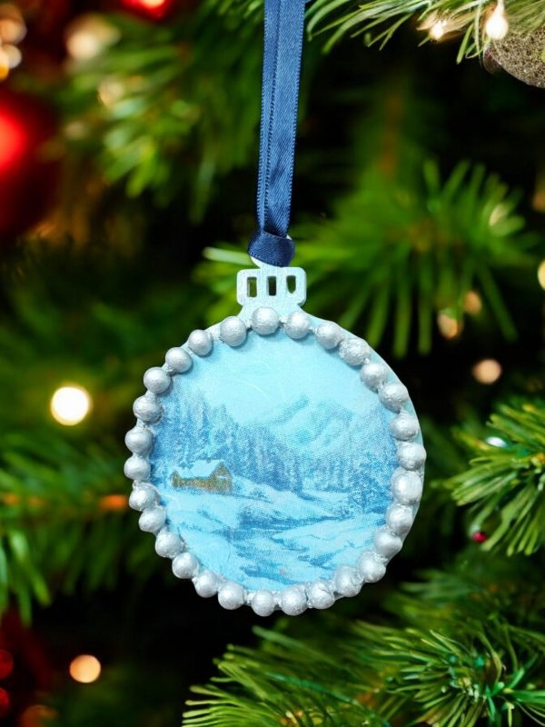 Handcrafted Winter Scene Christmas Baubles, Set of 2 - Image 2
