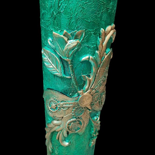Steampunk Style Green Flower Vase Elegant Butterfly - Image 4