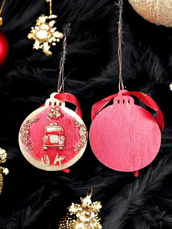British-Themed Christmas Baubles-Royal Guard and London Taxi Set. - Image 4
