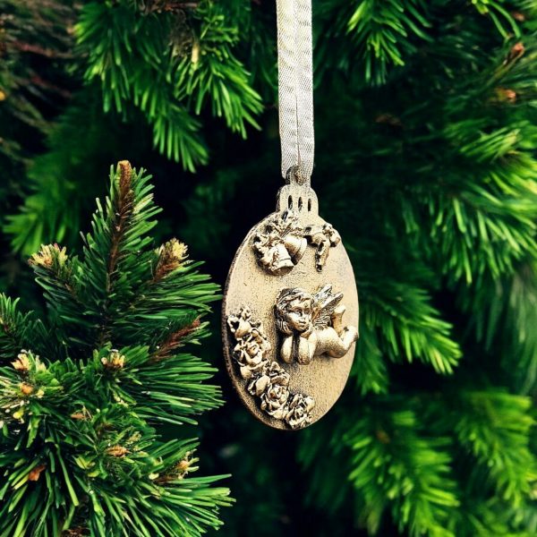Handcrafted Cherub Ornament Set- Antique Gold Christmas Decoration - Image 5