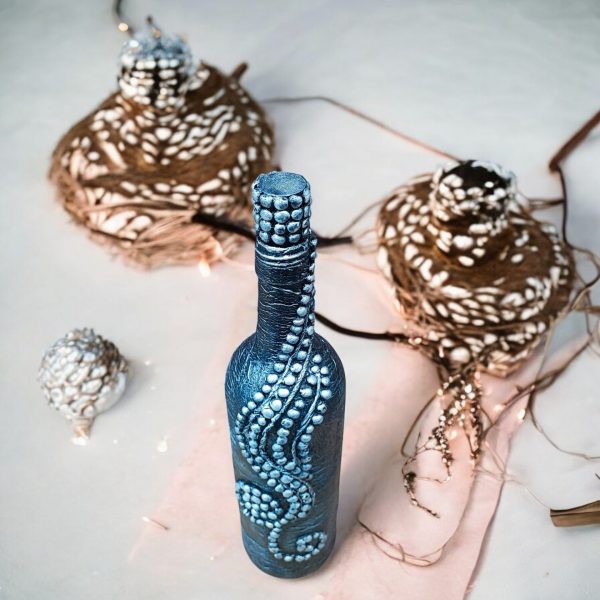 Handcrafted Decorative Bottle with Pearl-Inspired Design - Image 4