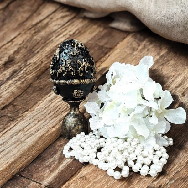 Handcrafted Gold and Black Decorative Egg