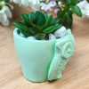 Owl Flower Pot. Green plaster owl-shaped flower pot. - Image 2