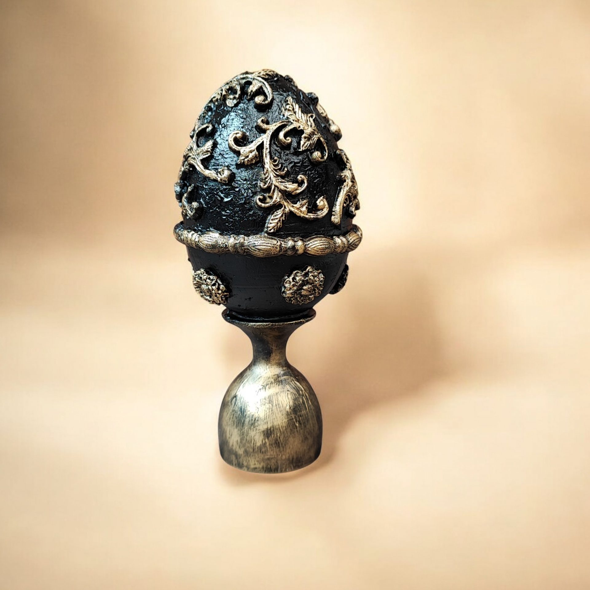 Handcrafted Gold and Black Decorative Egg