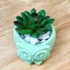 Owl Flower Pot. Green plaster owl-shaped flower pot. - Image 3