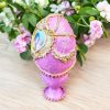 Handcrafted Pink Decorative Egg with Romantic Victorian Design - Image 2