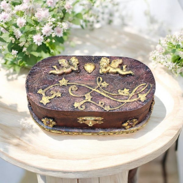 Handcrafted Vintage-Style Decorative Oval Trinket Box